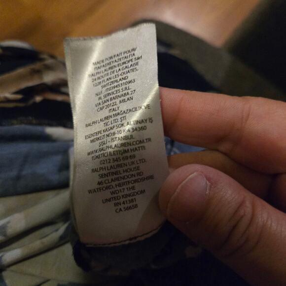 Lauren Ralph Lauren 2X Navy Floral Tie Neck Long Sleeve Blouse - Picture 5 of 7